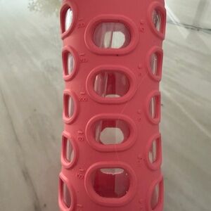 Lifefactory Glass Water Bottle Pink 12 oz Flip Lock Lid Straw Silicone Sleeve
